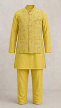 Saffron Thread Kurta Jacket Set