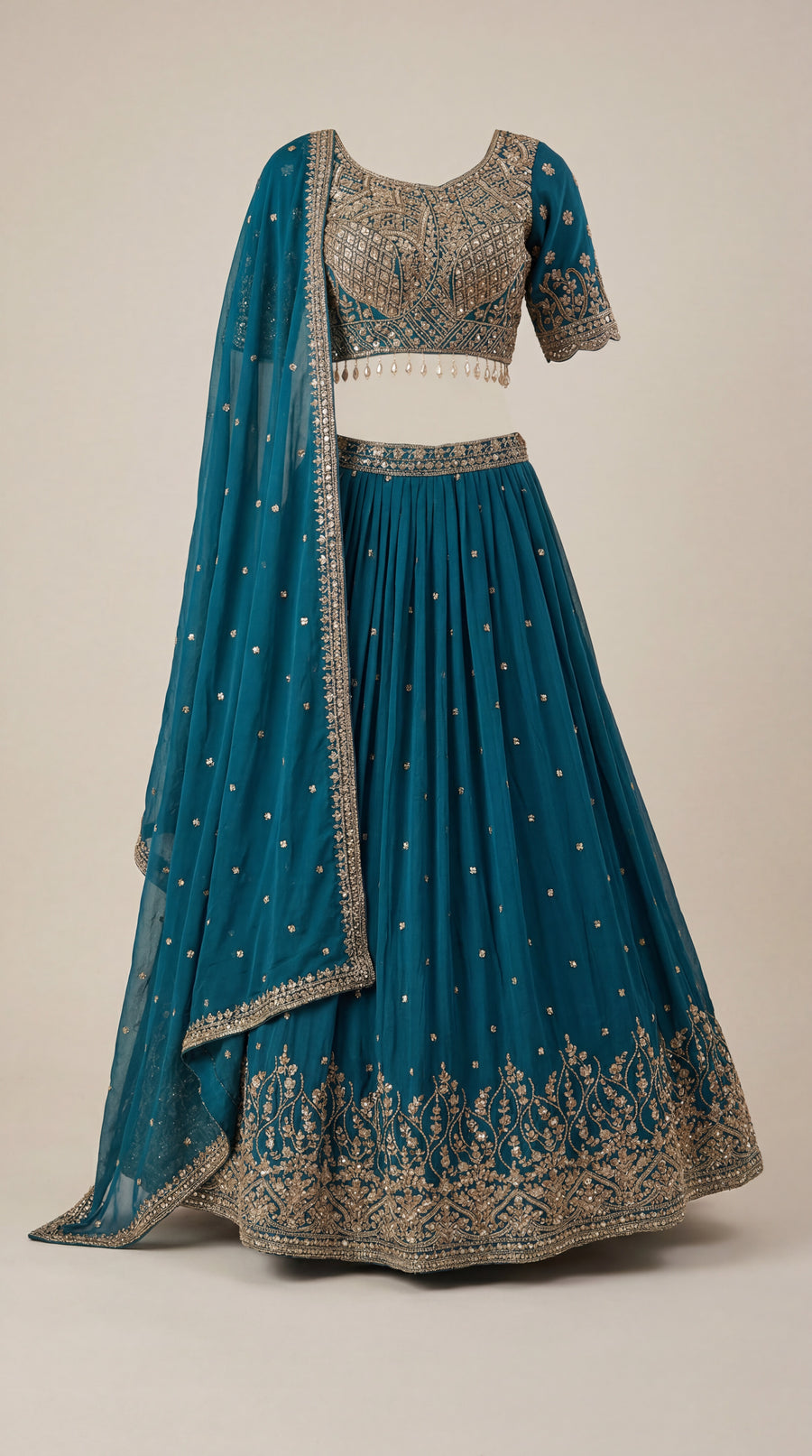 Mayuri Peacock teal zardozi lehenga set — product photo 1 of 5