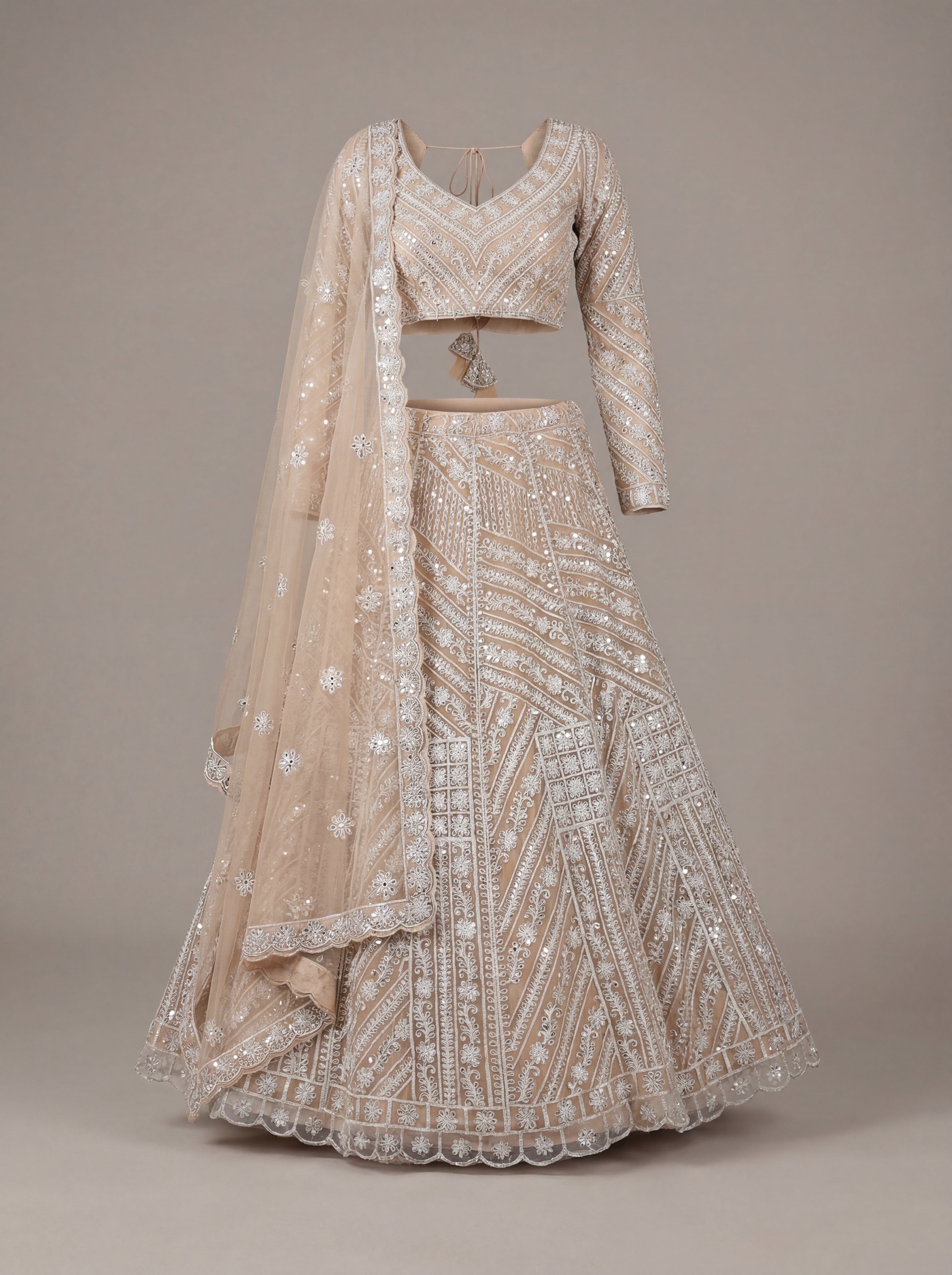 Soft Champagne Mirror Lehenga Set