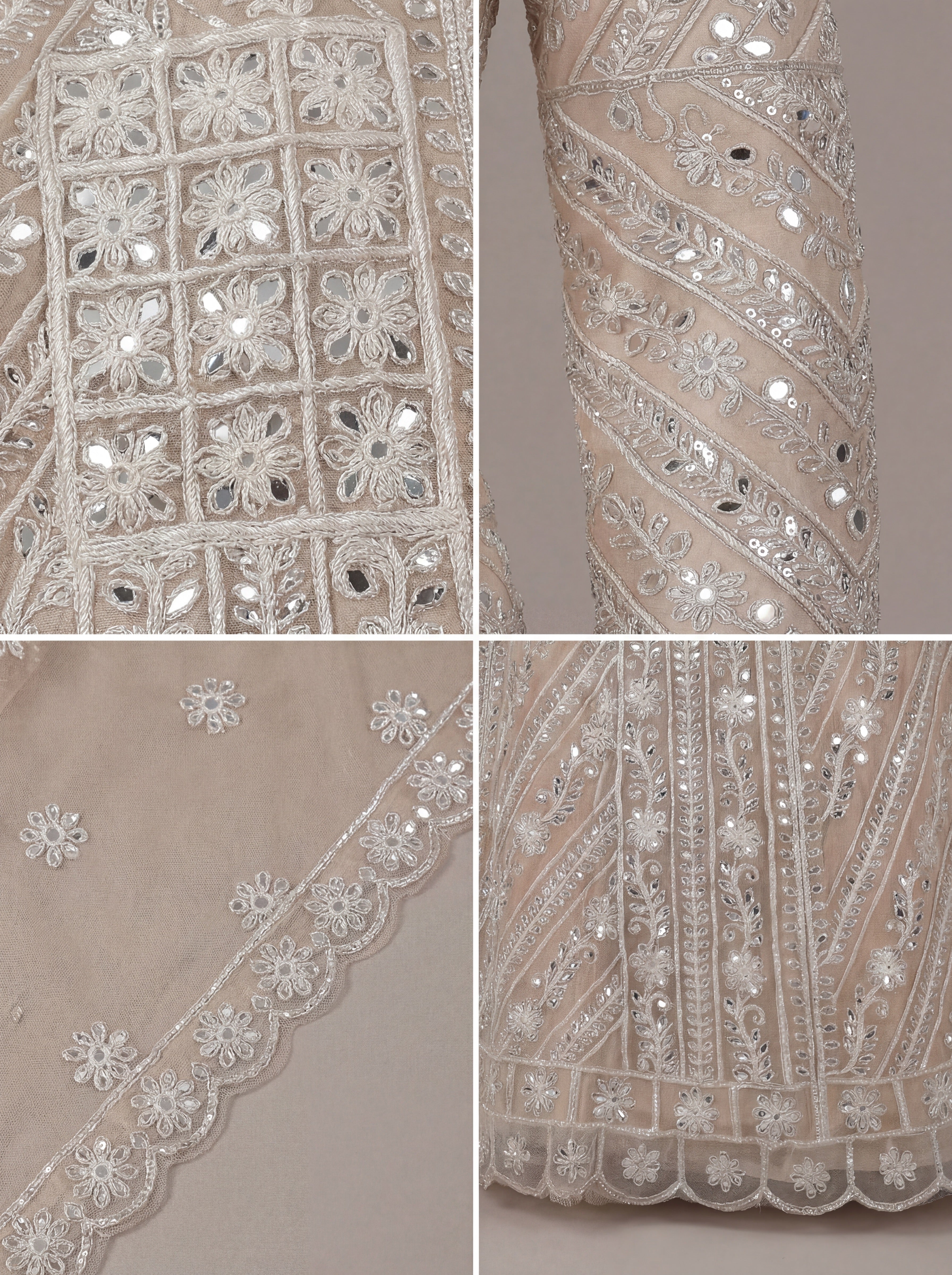 Soft Champagne Mirror Lehenga Set
