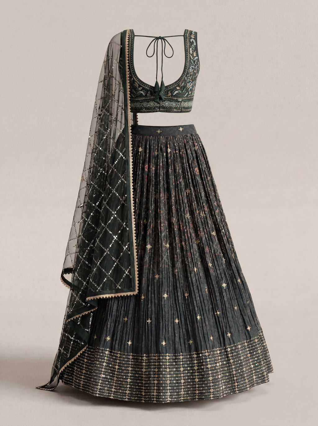 Saanjh Deep Green Lehenga Set