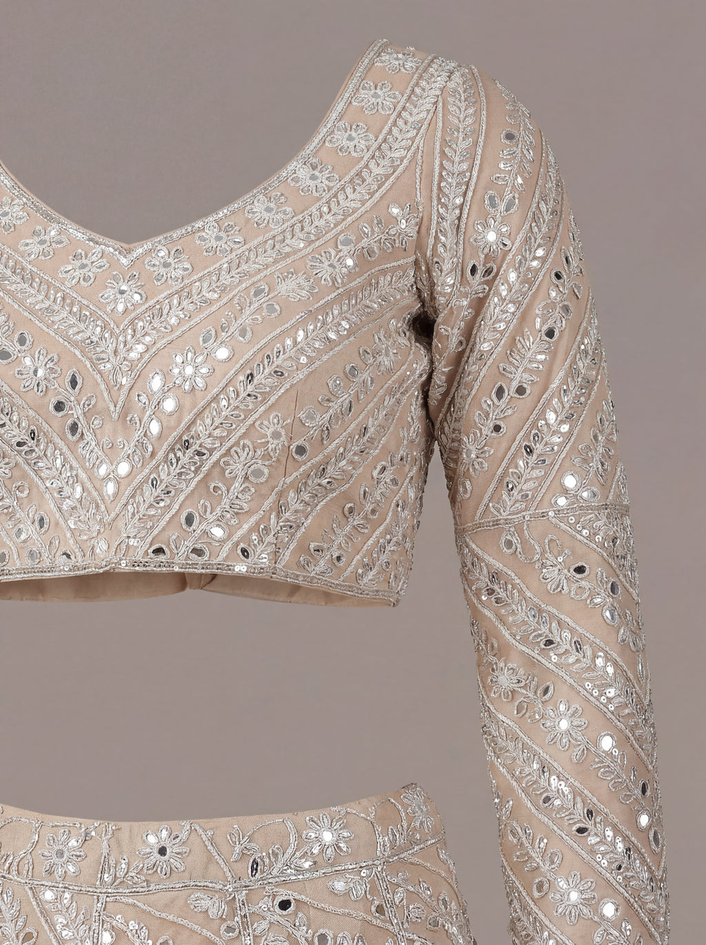Soft Champagne Mirror Lehenga Set