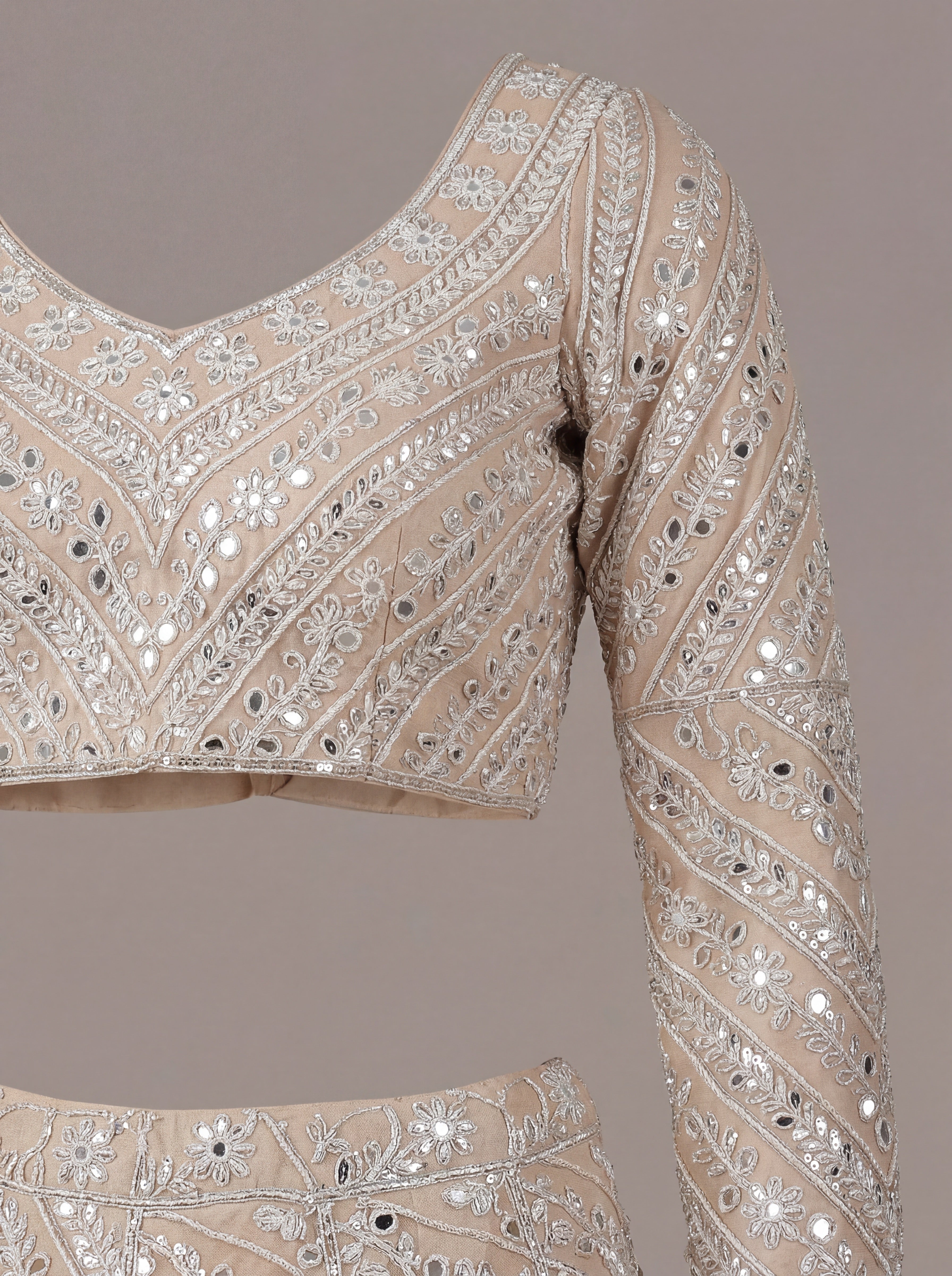 Soft Champagne Mirror Lehenga Set