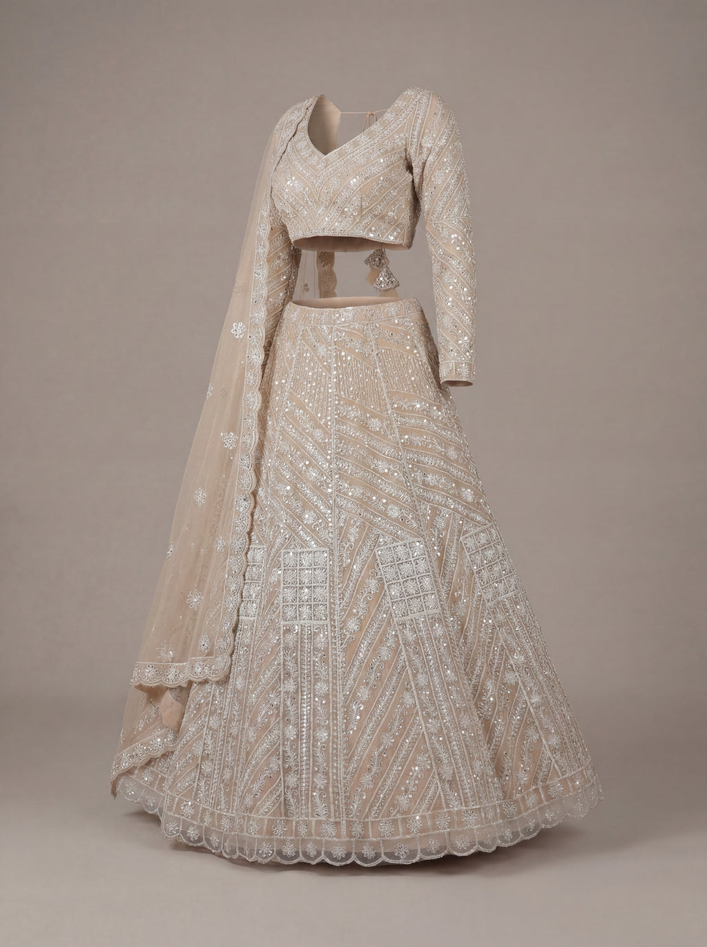Soft Champagne Mirror Lehenga Set