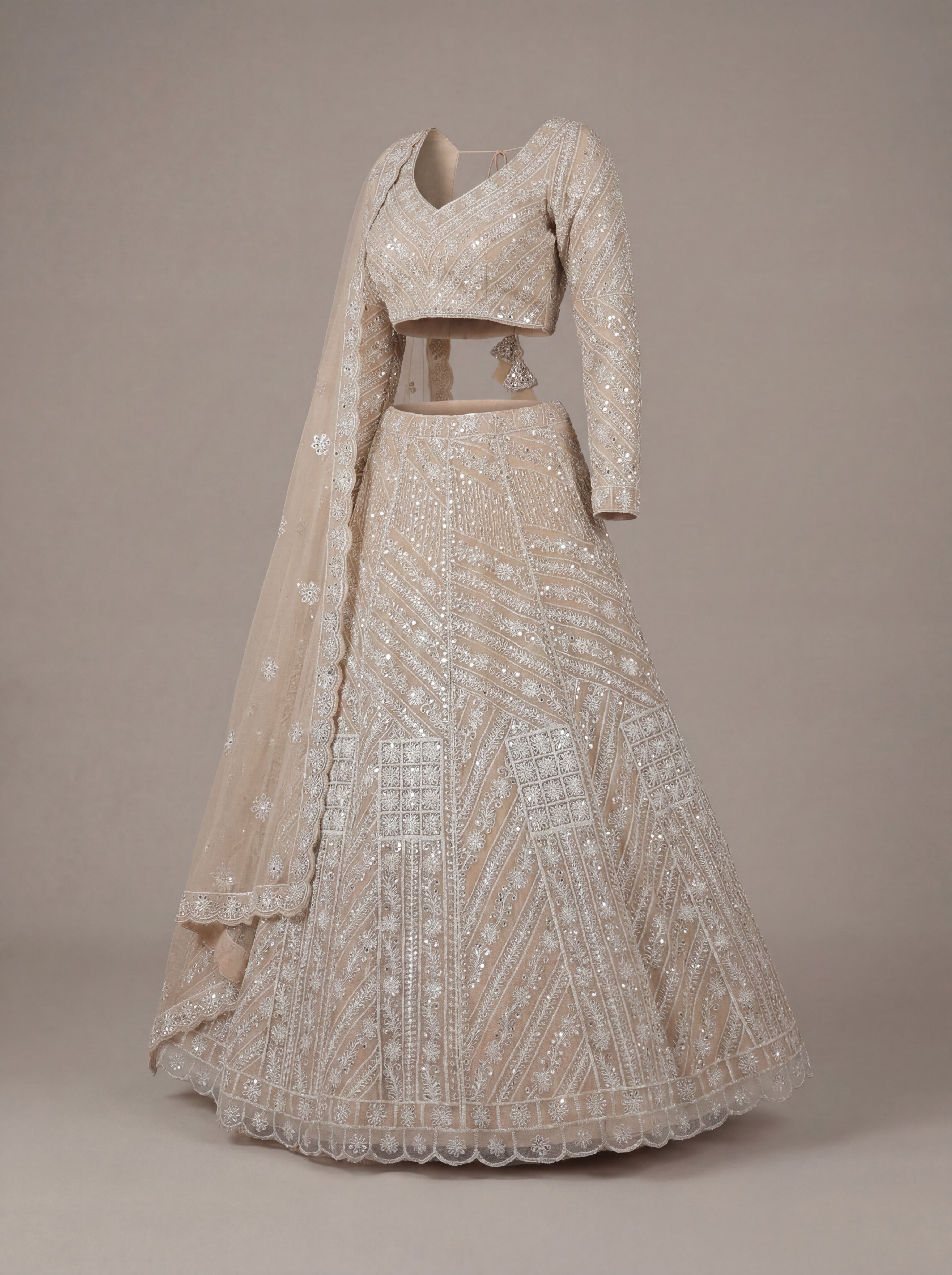 Soft Champagne Mirror Lehenga Set