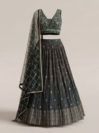 Saanjh Deep Green Lehenga Set