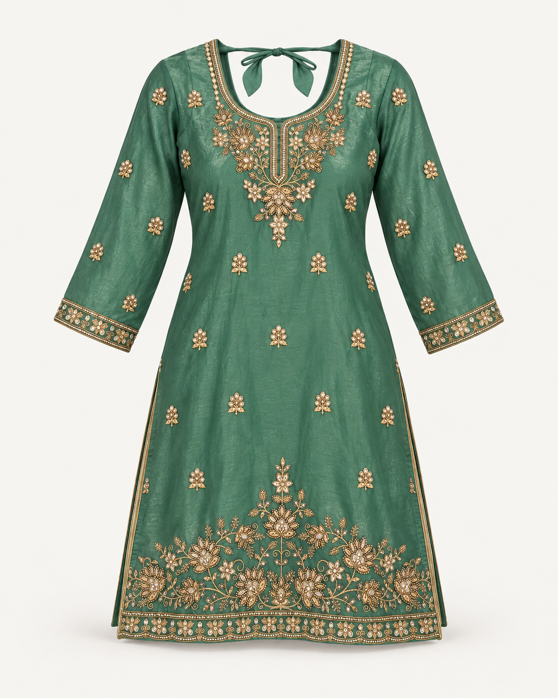 Jade Green | Fendy Silk Palazzo Set | top front