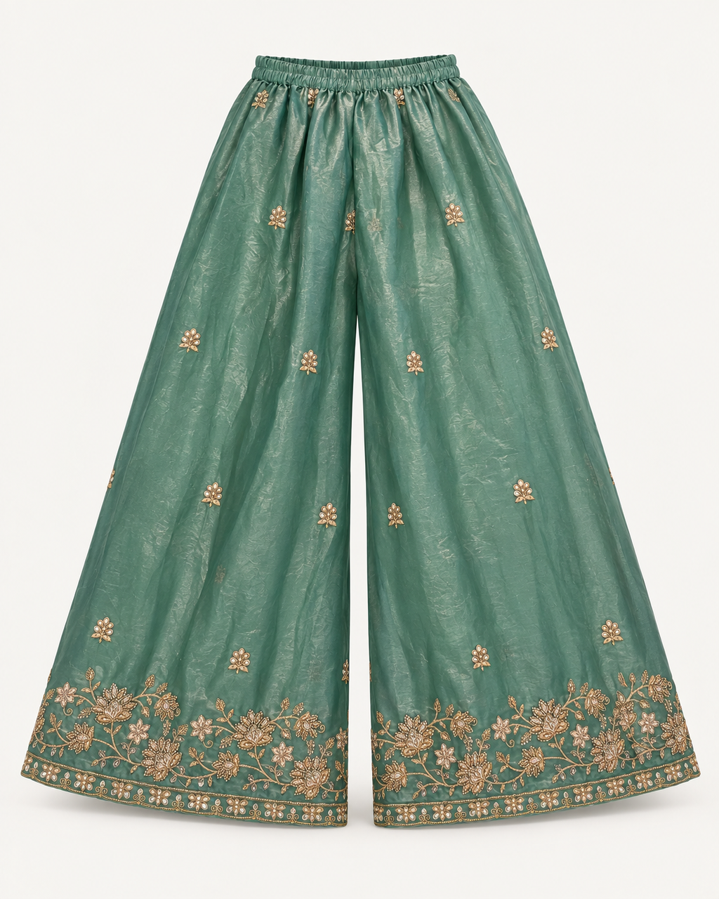 Jade Green | Fendy Silk Palazzo Set | pants front