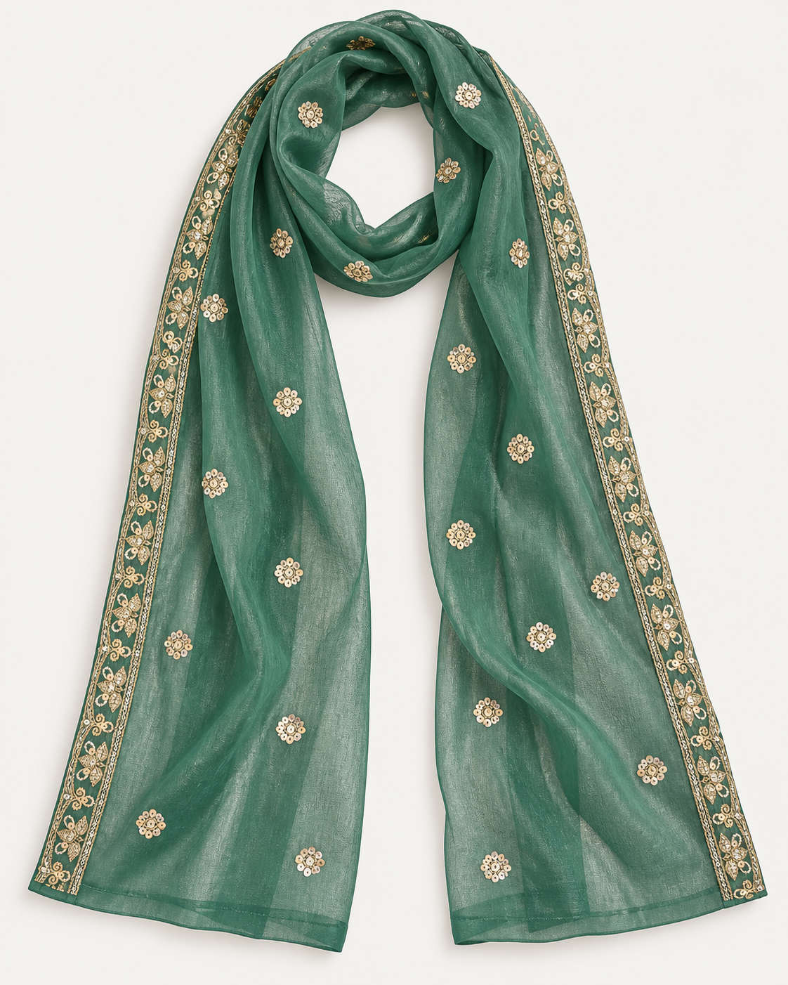 Jade Green | Fendy Silk Palazzo Set | scarf
