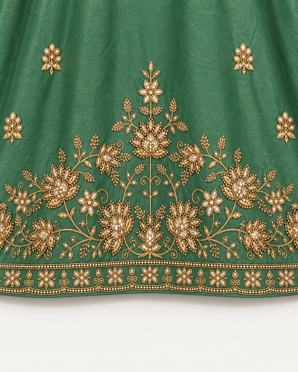 Jade Green | Fendy Silk Palazzo Set | embroidery detail