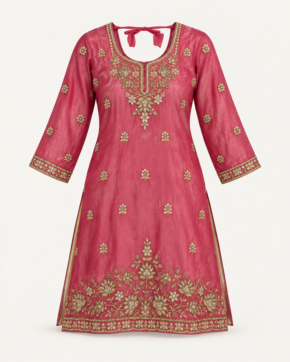 Rose Pink | Fendy Silk Palazzo Set | top front