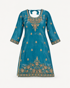 Teal Blue | Fendy Silk Palazzo Set | top front