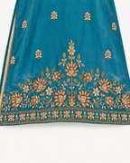 Teal Blue | Fendy Silk Palazzo Set | embroidery detail