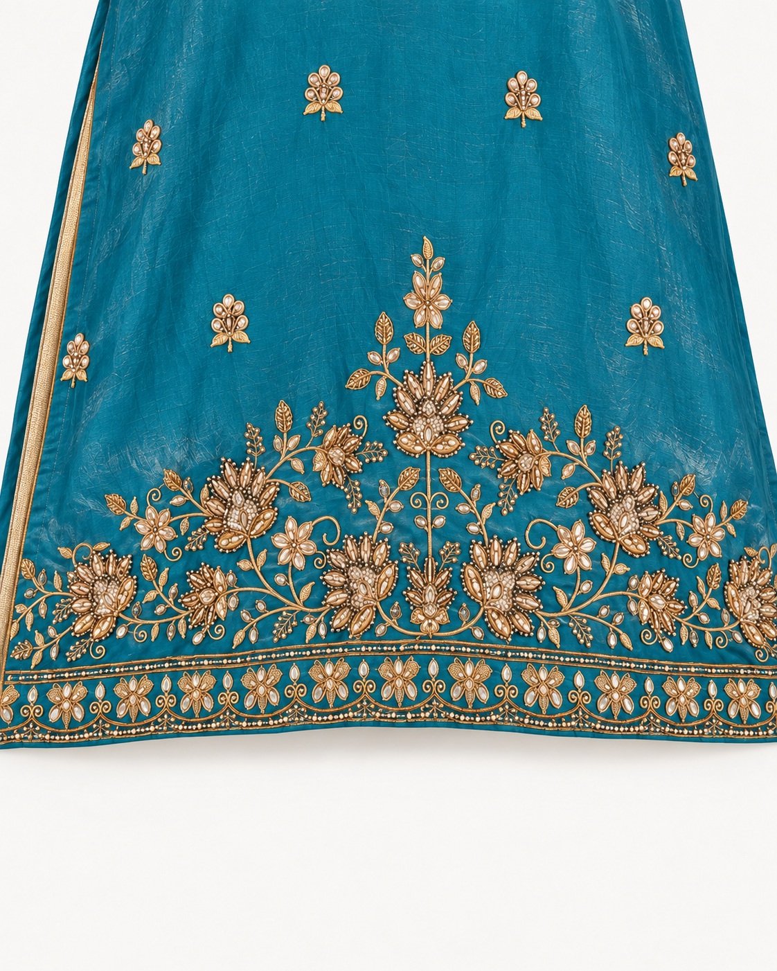 Teal Blue | Fendy Silk Palazzo Set | embroidery detail