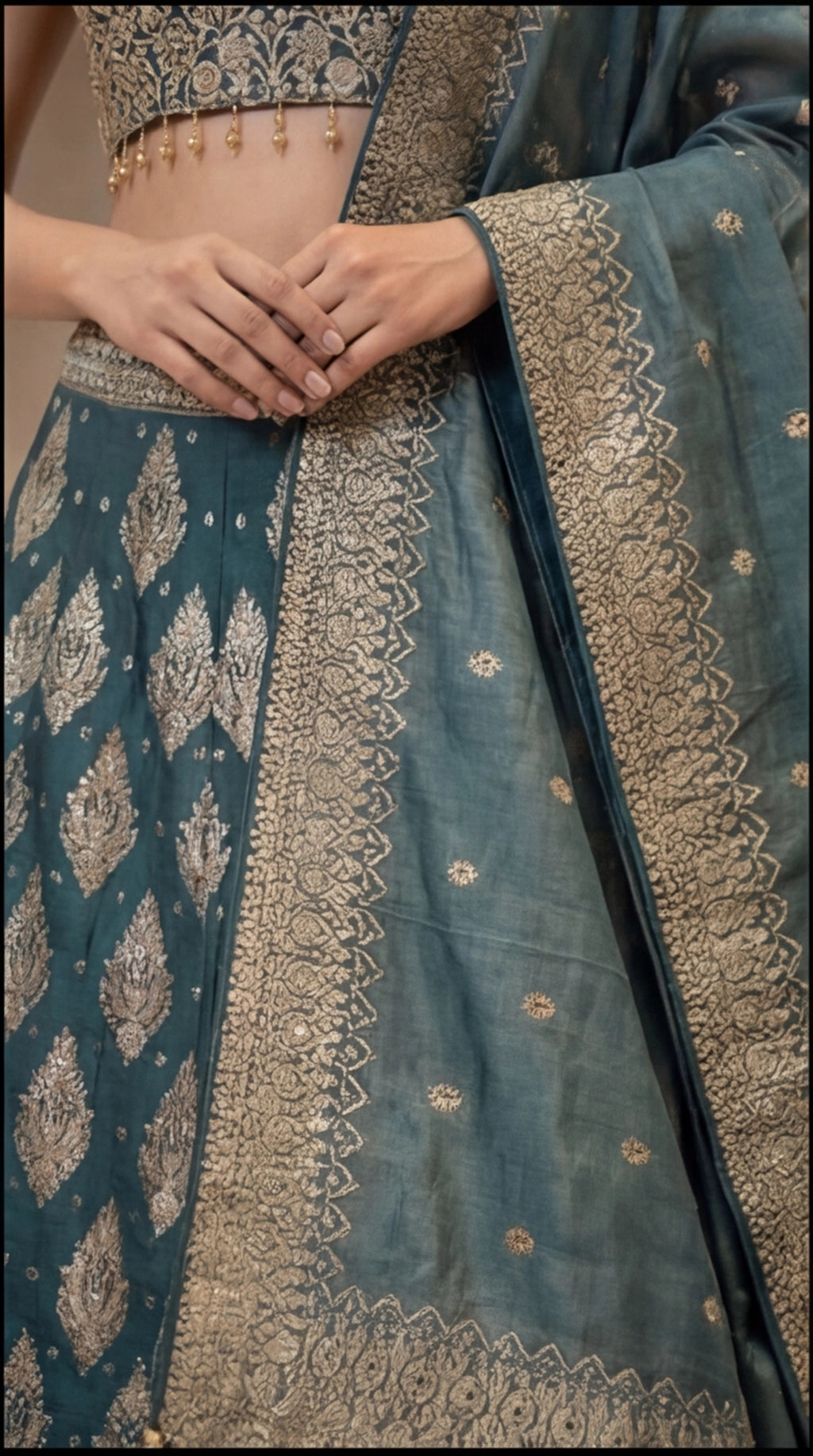 Zehra Royale Banarasi Lehenga Set – Sunset Rust