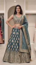 Zehra Royale Banarasi Lehenga Set – Sunset Rust