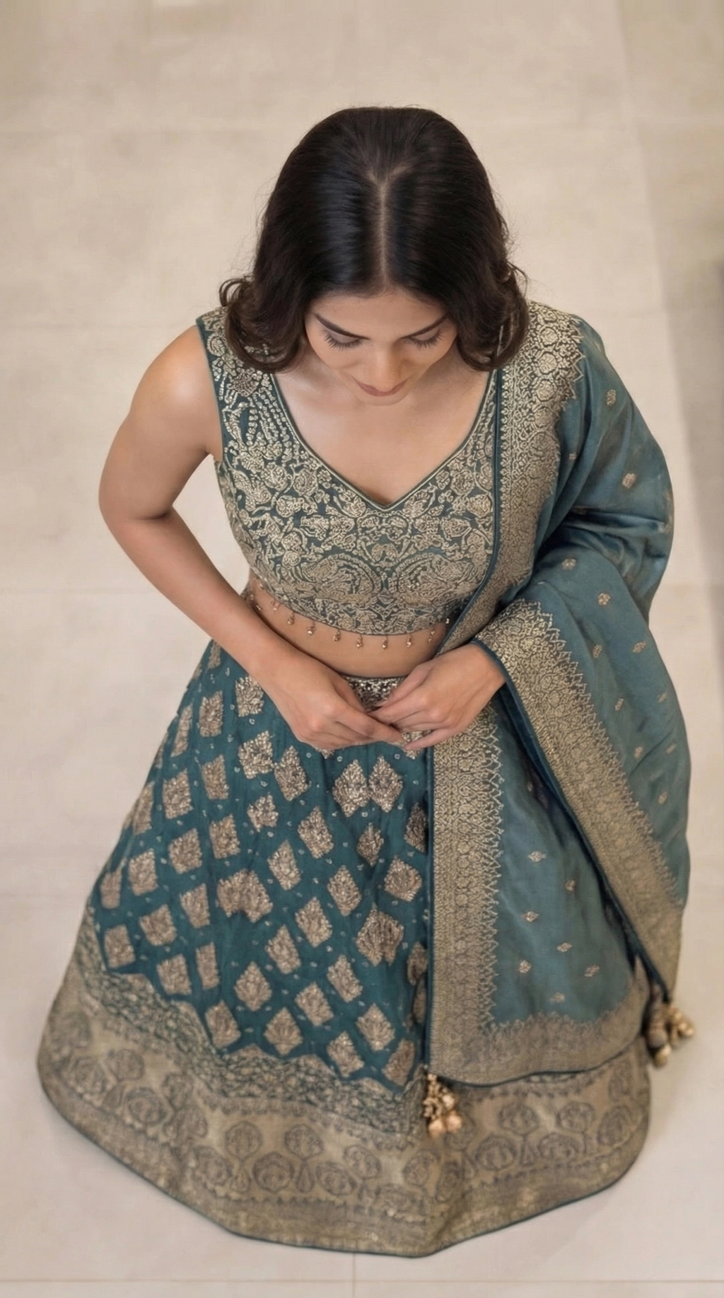 Zehra Royale Banarasi Lehenga Set – Sunset Rust