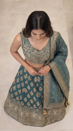 Zehra Royale Banarasi Lehenga Set – Sunset Rust