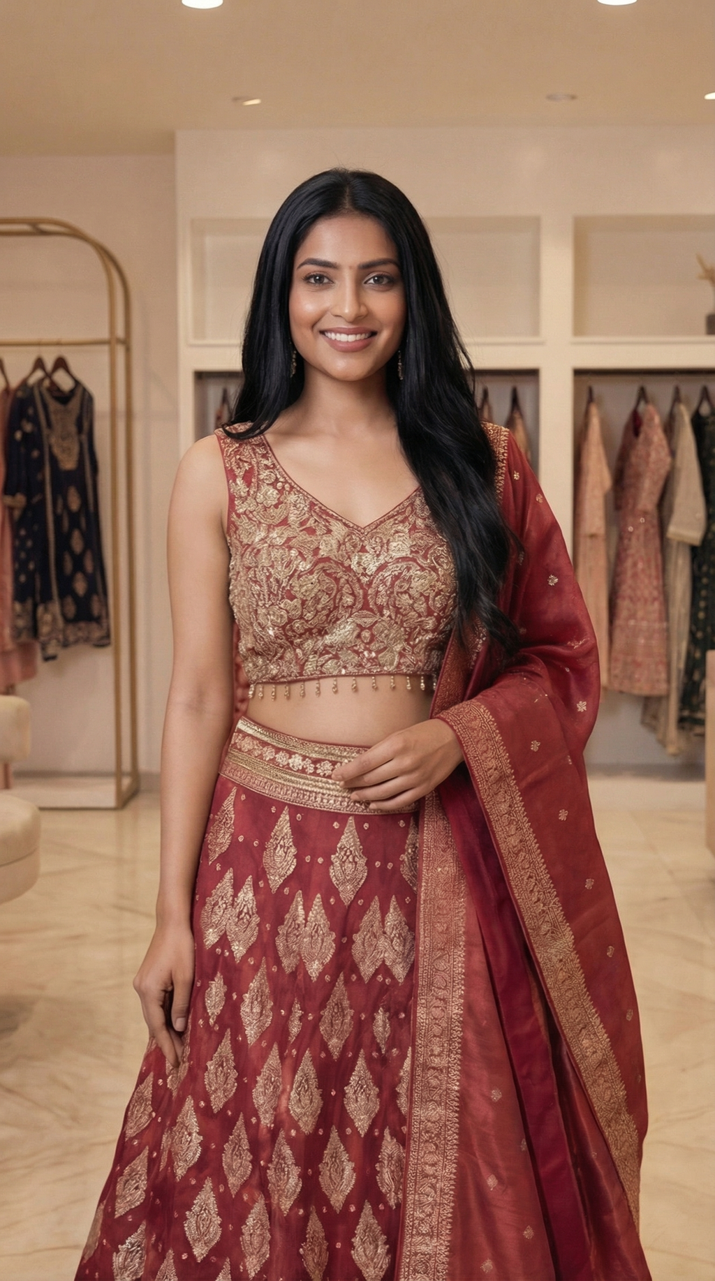 Zehra Royale Banarasi Lehenga Set – Ruby Wine