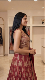 Zehra Royale Banarasi Lehenga Set – Ruby Wine