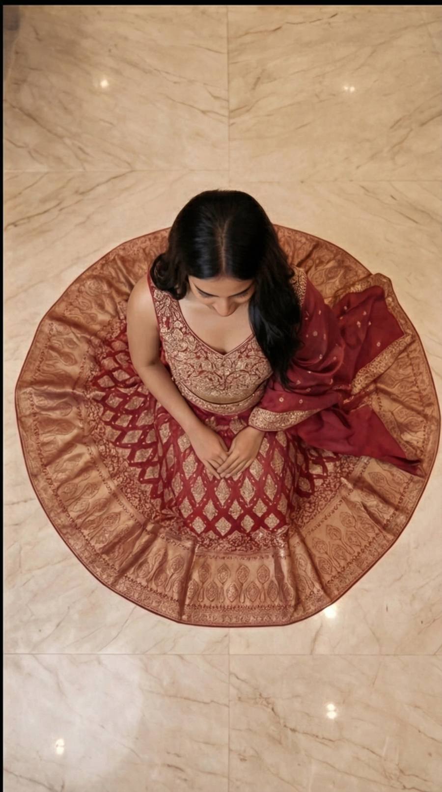 Zehra Royale ruby wine Banarasi bridal lehenga set — product photo 1 of 9