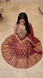 Zehra Royale Banarasi Lehenga Set – Ruby Wine