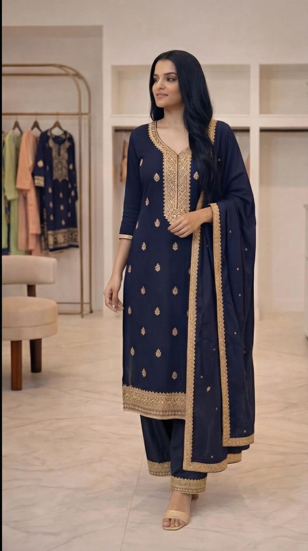 Embroidered 3-Piece Suit Set