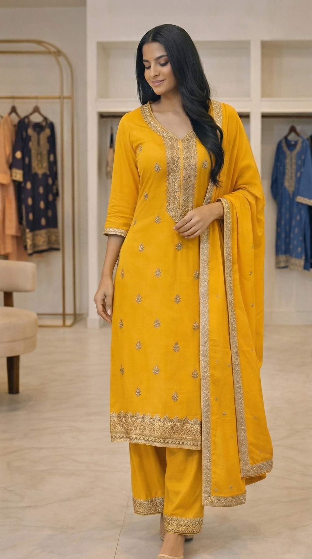 Embroidered 3-Piece Suit Set