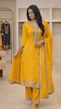 Marigold | Embroidered 3-Piece Suit Set | front hero view