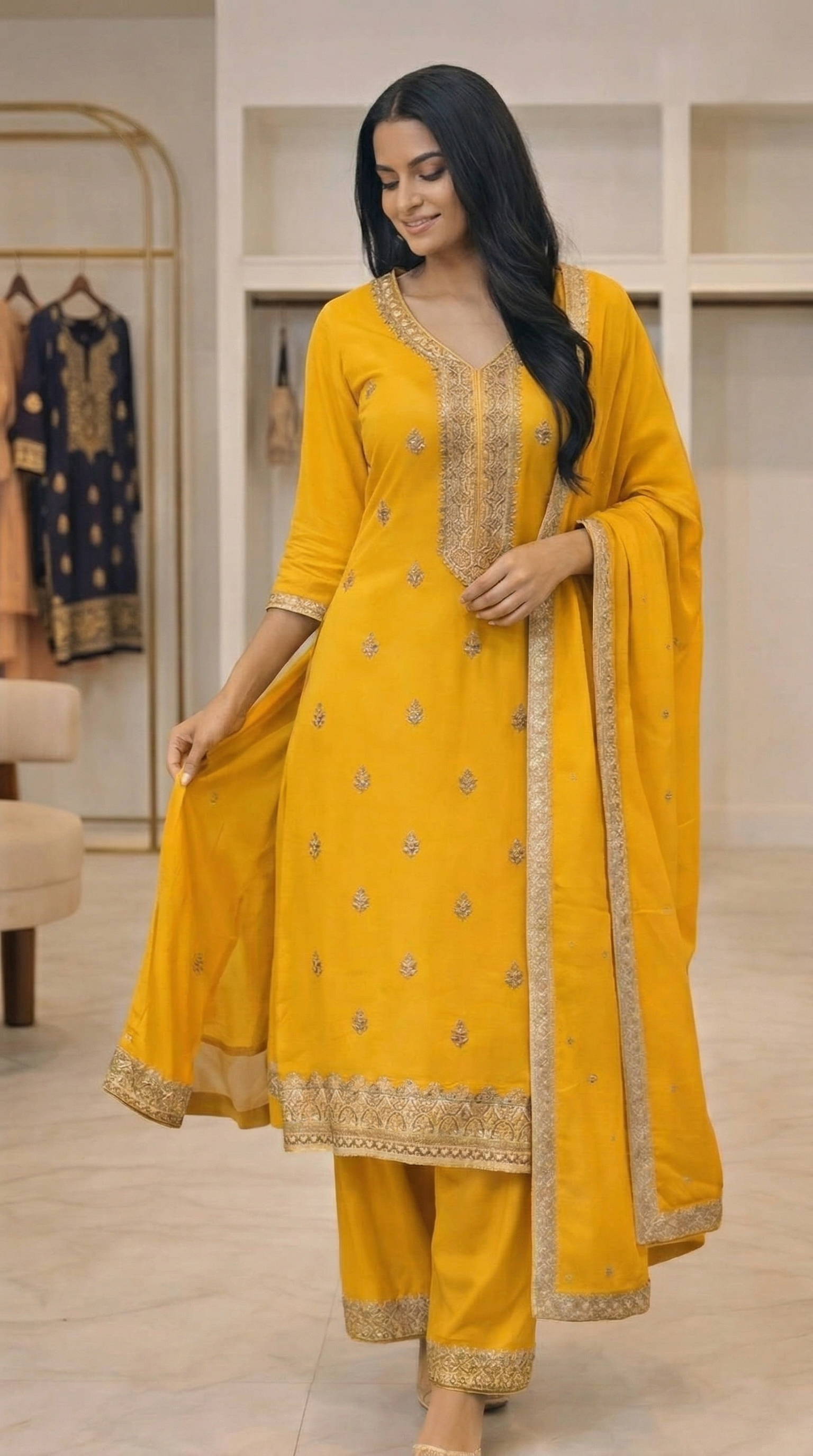 Embroidered 3-Piece Suit Set