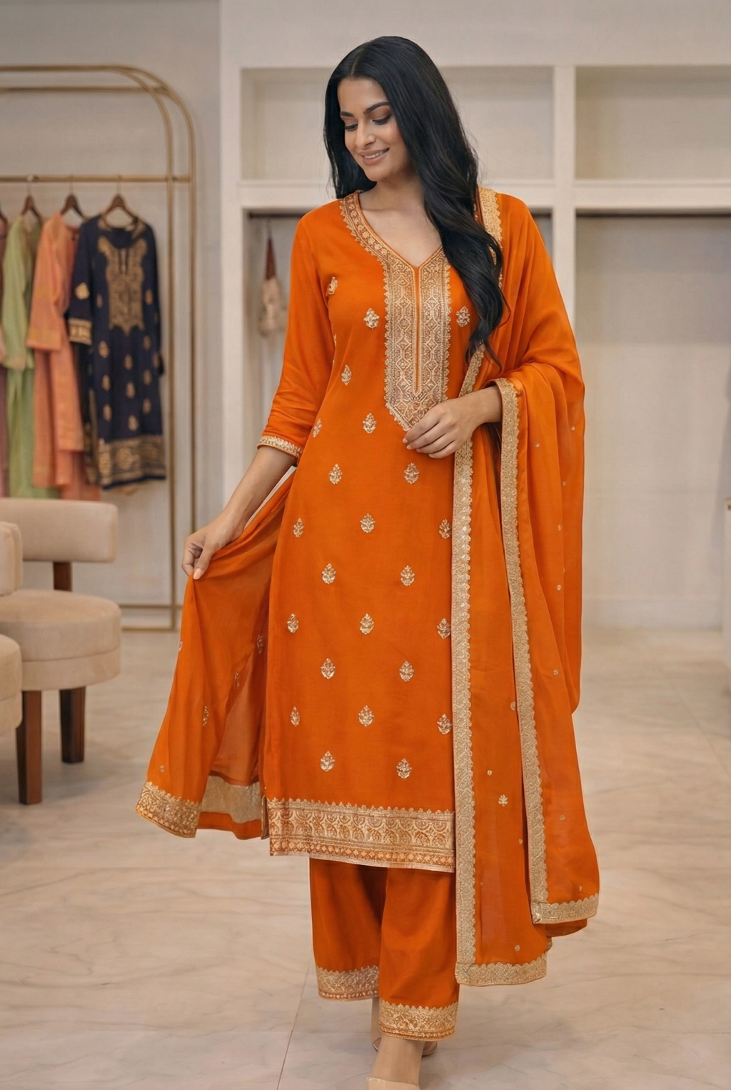 Embroidered 3-Piece Suit Set