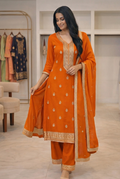 Orange | Embroidered 3-Piece Suit Set | front hero view