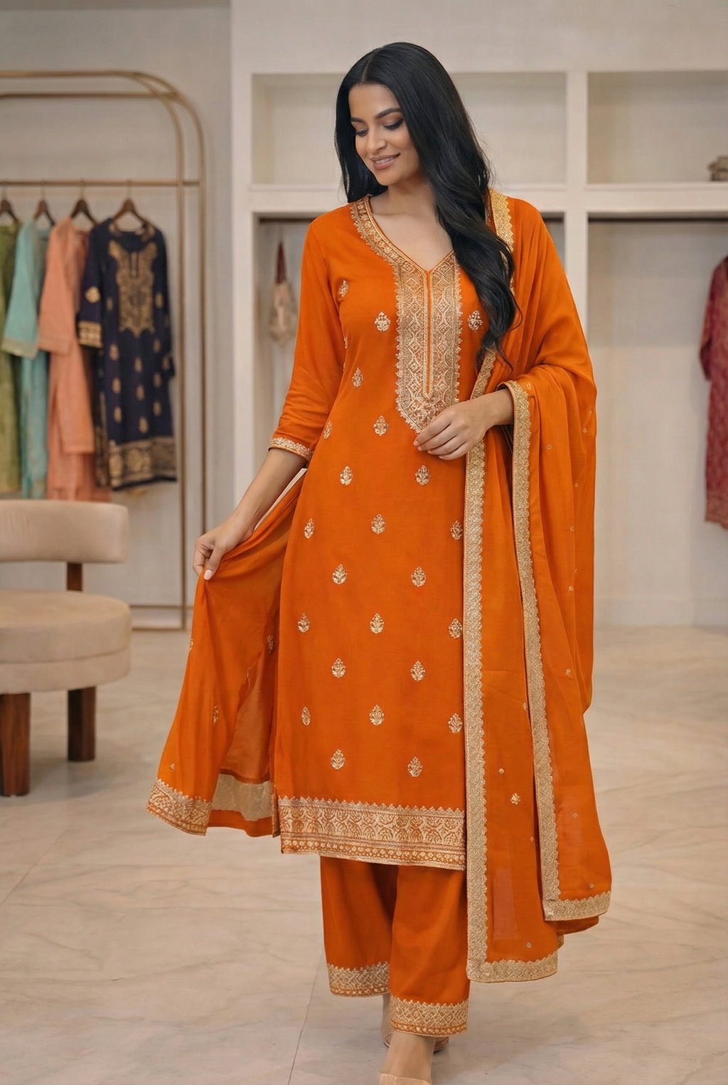 Embroidered 3-Piece Suit Set