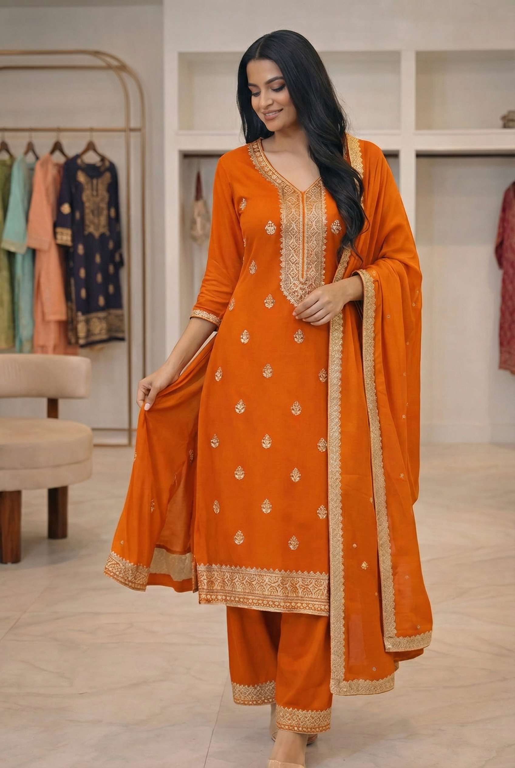 Embroidered 3-Piece Suit Set