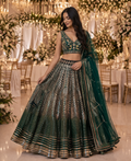 Emerald Green Sequin Lehenga Set with Dupatta
