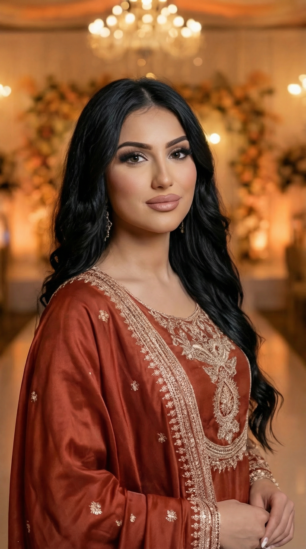 Zareen Rust Embroidered 3-Piece Set