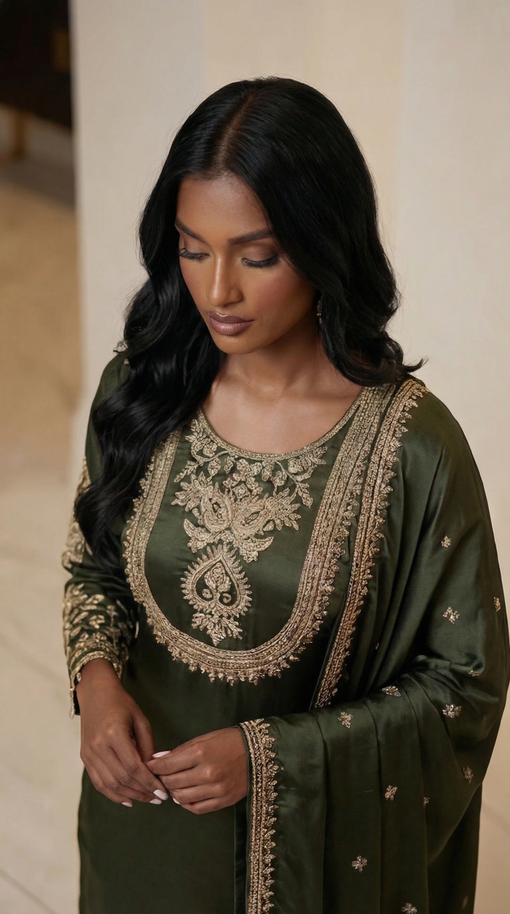 Mehr Olive Embroidered 3-Piece Set