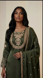 Mehr Olive Embroidered 3-Piece Set