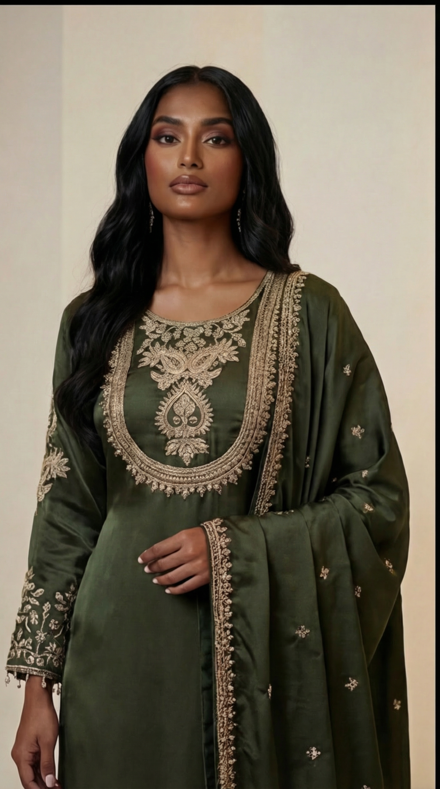 Mehr Olive Embroidered 3-Piece Set