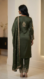 Mehr Olive Embroidered 3-Piece Set