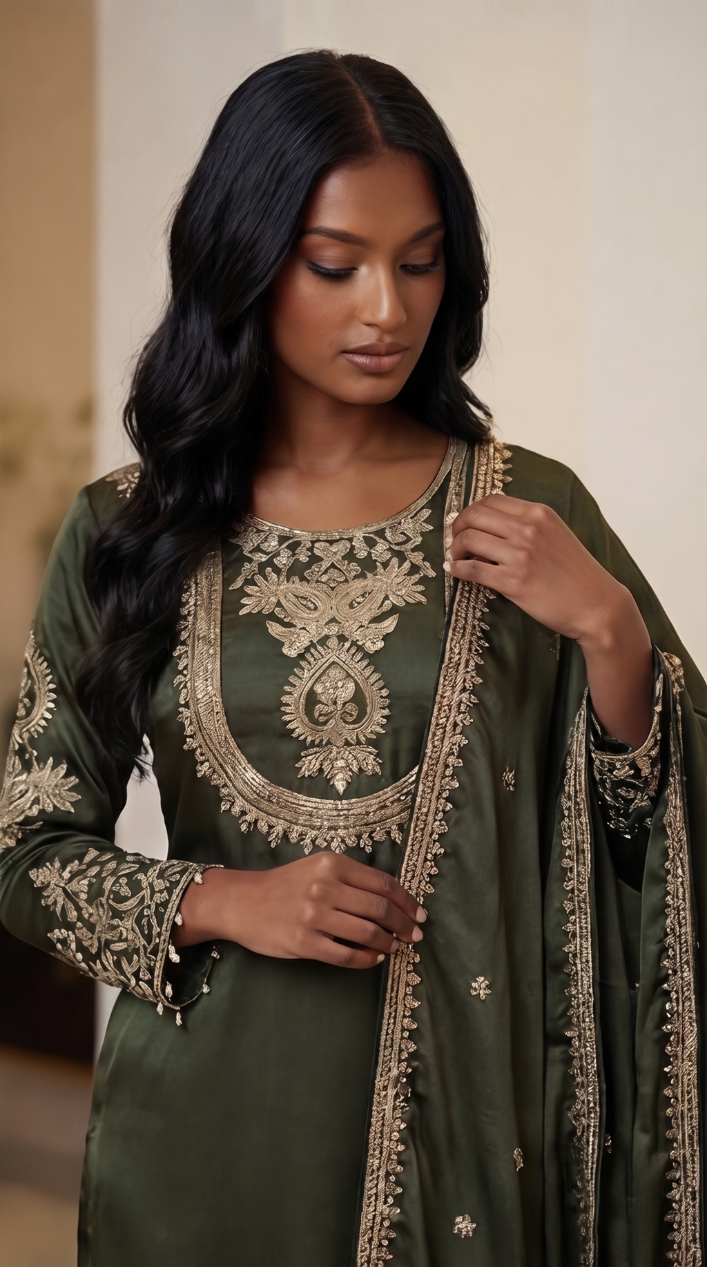 Mehr Olive Embroidered 3-Piece Set