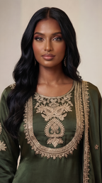 Mehr Olive Embroidered 3-Piece Set