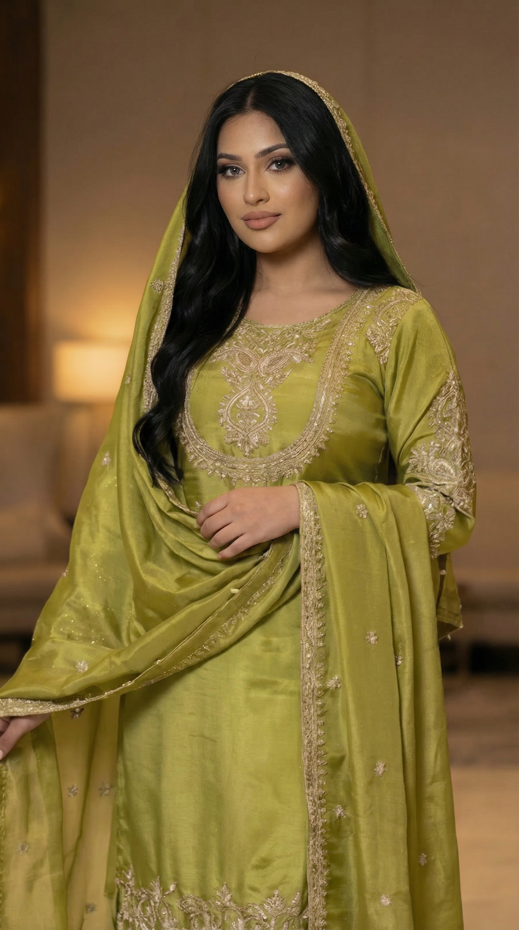Zaina Pistachio Embroidered 3-Piece Set