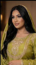Zaina Pistachio Embroidered 3-Piece Set