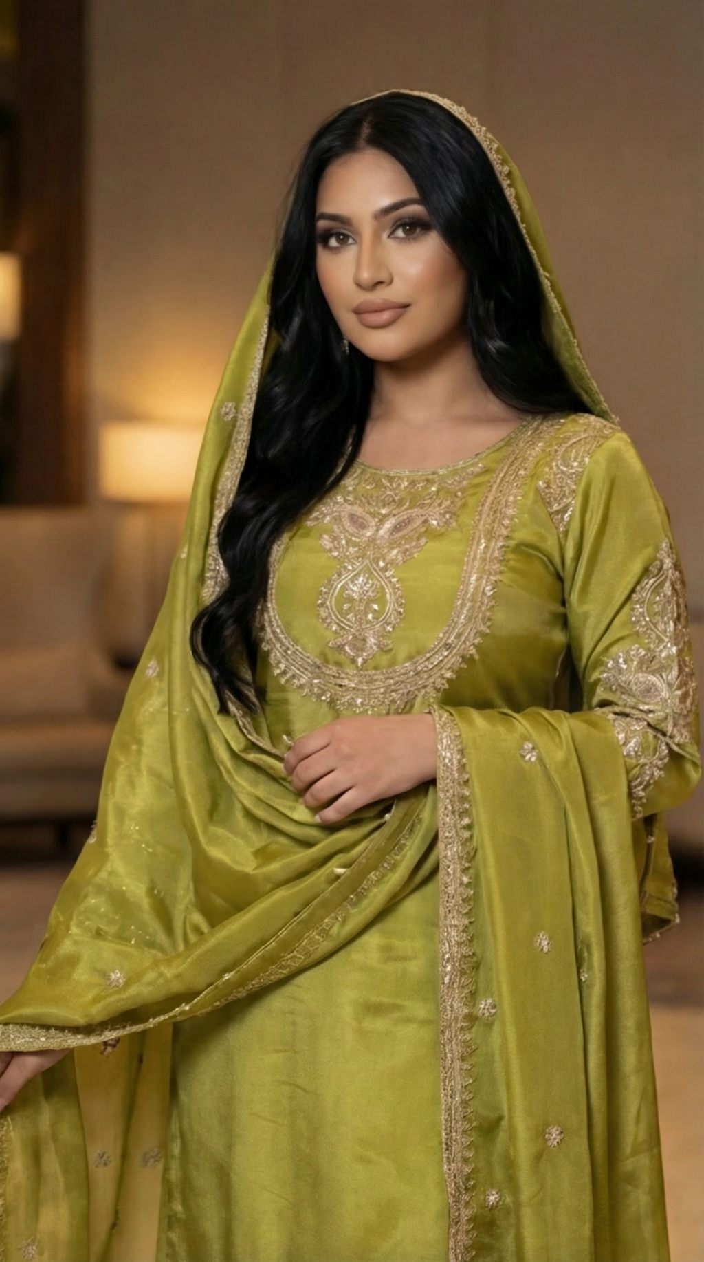 Zaina Pistachio Embroidered 3-Piece Set