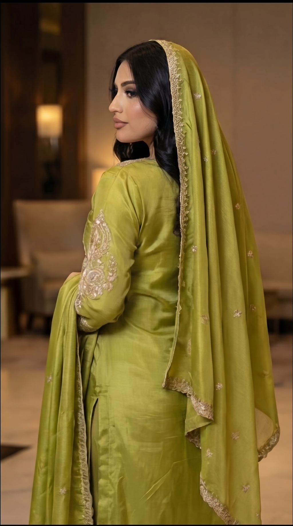 Zaina Pistachio Embroidered 3-Piece Set