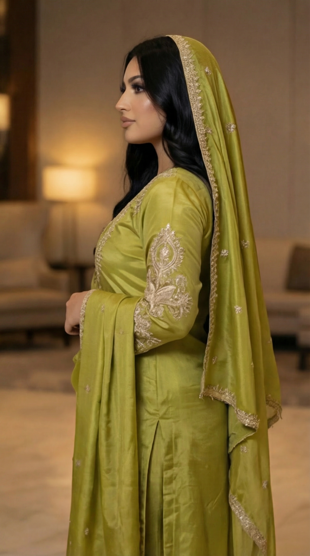 Zaina Pistachio Embroidered 3-Piece Set