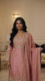 Noorin Dusty Rose Embroidered 3-Piece Set