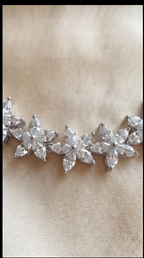 Mogra Necklace Set — Silver Cubic Zirconia Floral Necklace & Star Stud Earrings