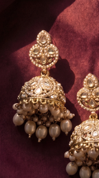 Darbar Bridal Set — Antique Gold Polki Choker, Jhumka Earrings & Maang Tikka